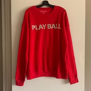 Red Play Ball Blinged Sweatshirt